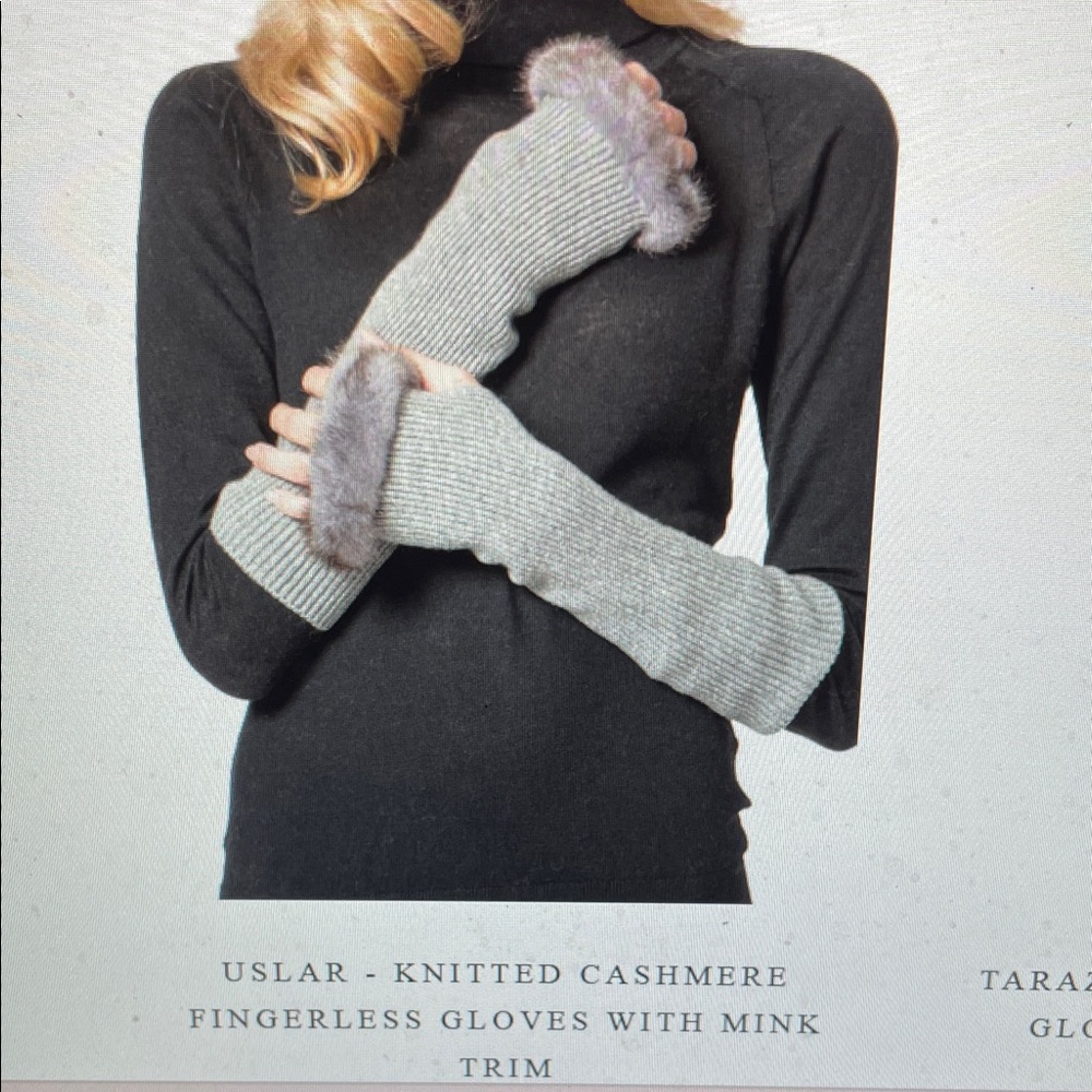 Mink/100% Cashmere ankle length Fingerless Gloves - new